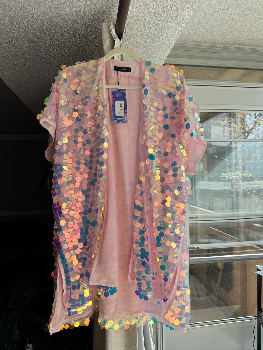 NWT Rave Western Fashion Pink Sequin Kimono OS 2564